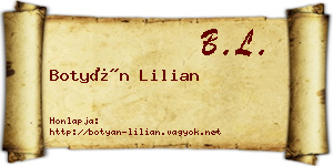 Botyán Lilian névjegykártya